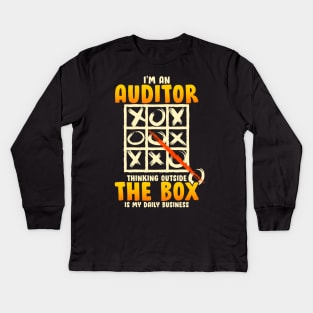 Thinking Outside The Box Funny Auditor Gift Audit Accounting Kids Long Sleeve T-Shirt